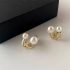 Women Gold Color Eardrop Cute Pearl Studs Hoop Earrings Hoops Wedding Jewelry