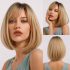 Wig Women Bangs Bob Head Gradient Golden Chemical Fiber Wig Fashion