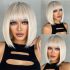 Wig Female Straight Bangs White Gold Color Short Straight Hair Haircut Full-Head Wig