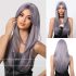 Wig Women's Long Hair Full-Head Wig Mid-Length Eight-Character Bangs Purple Long Straight Hair
