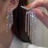 925 Silver Fashion Shiny Tassel Earrings Drop Dangle Bride Wedding Bling Jewelry