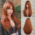 Wig Women Long Straight Hair Dirty Orange Color Hair Full-Head Wig Fashion