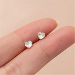 925 Sterling Silver Heart Moonstone Stud Earrings Jewellery Women Girls Gift UK