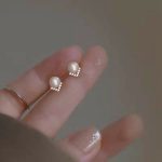 Beatutiful Pearl Diamond Stud Earrings Sterling Silver Womens Girl Jewellery