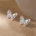 Crystal Colourful Butterfly Stud Earrings Womens Jewellery