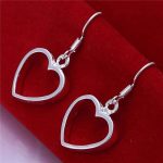 Silver plated Heart Earrings Dangle Drop Hook Ladies Gift