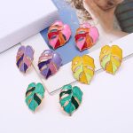 Personalized Personality Hollow out Leaves Earrings Female Alloy Dripping Oil Vintage