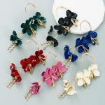 Multi-Layer Alloy Paint Flower Diamond Tassel Ear Hanging Earrings Women's Korean-Style Retro Earrings Single Pack