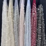 18mm Gold Thread Sequin Dress Fabric Women's Clothing DIY Sequined Fabric