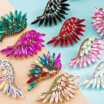 Exaggerated Fan-Shaped Bohemian Wings Colorful Rhinestone Earrings Trendy Earrings
