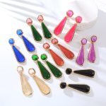 Earrings Long Color Drop-Shaped Resin Earrings Fashion Style Geometric Ear Studs