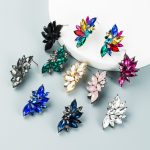 Personalized Geometric Flower Alloy Diamond Rhinestone Earrings Women Vintage Simple Stud