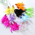 Feather Large Earrings Rhinestone Long Fairy Temperamental Ear Studs Fashion Personalized