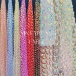 Colorful Concave Piece Dress Fabric DIY Mesh Sequined Embroidery Cloth Lace