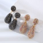 Fashion Style Earrings Colorful Crystals Super Flash Drop-Shaped Earrings Retro Long Temperament