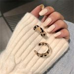 Women Simple Colorful Resin Hoop Earrings C Shape Leopard Print Acrylic Earrings