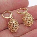 Fashion 18k Yellow Gold Plated Hollow Drop Earrings Women Wedding Jewelry A Pair