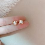 Rose Gold Crystal Pearl Twisted Earrings 925 Womens Jewellery UK