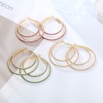 Fashion Geometric Size round Rhinestone Earrings Niche Fashion Personalized Women