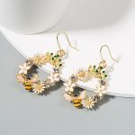 Creative Flower Dripping Oil Metal Alloy Earrings Female Sterling Silver Needle Diamond Colorized Butterfly