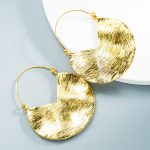 Alloy Earrings Retro Geometric Texture Ear Ring Simple Pleated Earrings Za Earrings