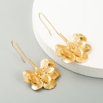 Fashion Long Flower Ear Hook Earrings Simple Gold Elegant Earrings Women