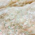 Flower Embroidery Tulle Fabric Soft Beige Lace Embroidery Lining DIY Clothing Fabric