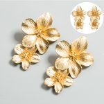 Flower Earrings Fashionable Earrings Shiny Gold Auricular Needle Female Petal Eardrops Earring