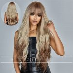 Fashion Fringe Big Wave Gradient Golden Long Curly Hair Natural & Fluffy Wig Full-Head Wig