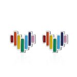 Rainbow Heart Stud Earrings Womens Girls Jewellery Gift UK