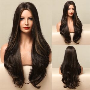 Wig Female Big Wave Long Curly Hair Cover Mid-Length Long Hair Black Dyed Full Head Cover Wigs