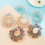 Fashion Alloy Diamond Color Cyclone-Shaped Earrings Female Temperament Super Shiny Full Diamond