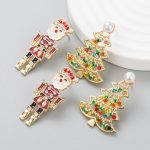 Fashion Creative Alloy Diamond Drop Pearl Earrings Women's Colorful Festival Temperamental