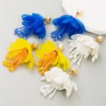 Fashion Vacation Style Handmade Beaded Multi-Layer Petal Fringed Earrings Bohemian