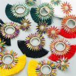 Fashionable Exaggerated Earrings round SUNFLOWER Colorful Crystals Tassel Bohemian Style