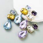 Fashion Alloy Diamond-Embedded Long Earrings Temperament Women Eardrop