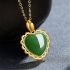 Gold Heart Stone Pendant 925 Sterling Silver Chain Necklace Women Lady Jewellery