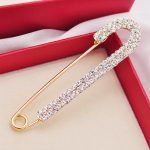 2pcs Rhinestones Safety Pin Brooches Bow Large Pins Brooch For Women Dress Gold Plated Crystals Elegant Brooche Jewelry