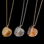 Stainless Steel Necklaces Circular Locket Pendants For Women Men Openable Photo Frame Glossy
