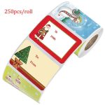 250pcs/roll Merry Christmas Kraft Handmade Sticker Card Box Package Santa Decor