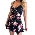 Europe and America Cross Border 2024 New Sexy Sling Chest Bow Lace Printing Loose One-Piece Shorts