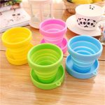 A1465 Folding Cup Candy Color Portable Travel Folding Silica Gel Cup Folding Cup Outdoor Sports Telescopic Gargle Cup