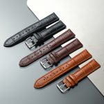 Home Factory Wholesale Calf-Skin Watchband Bamboo Pattern Watch Accessories Cowhide Pin Buckle Strap Men's and Women's Straps