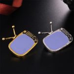 FUNMOR Vintage Cable Television Shape Alloy Brooches Gray Enamel Nostalgic TV Brooch Pins Women Men Souvenir Party Badge Jewelry