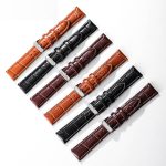 Crocodile Pattern Strap Bamboo Pattern Cowhide Pin Buckle Strap with Quick Release Ear Smart Watch Strap