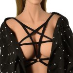Sexy Goth Pentagram Lingerie Elastic Harness Cage Bra Cupless Body Chain