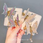 New Cute Moving Butterfly Hairpin Girls Tassel Barrettes Hair Accessories Shaking Move Wing Top clip Bangs Clip Jewelry