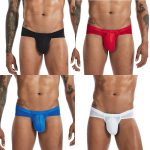 Men's Sexy Briefs Bulge Pouch Ice Silk Underwear Low-waist Ultra-thin Panties