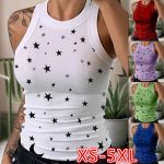Cross-Border Digital Women's Printed Wear round Neck I-Shaped Vest Sexy Summer XINGX Printed Vest Top for Women
