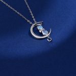 Women Moonstone Cat Pendant Chain Necklace  Jewellery Gift UK